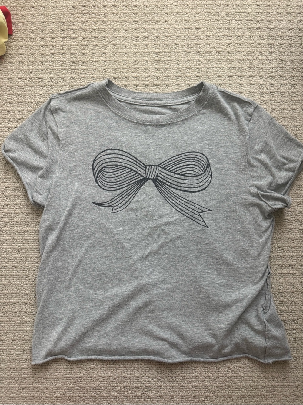 Anthropologie Gray Tee with Black Bow Graphic